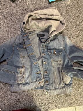 Ci Sono Light Blue Denim Jacket with Gray Hood